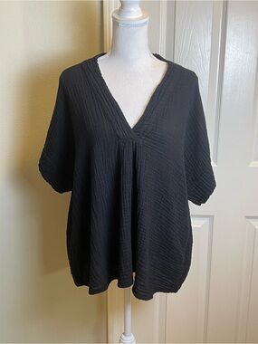 HONEST COTTON Gauze Cotton Short Sleeve Top